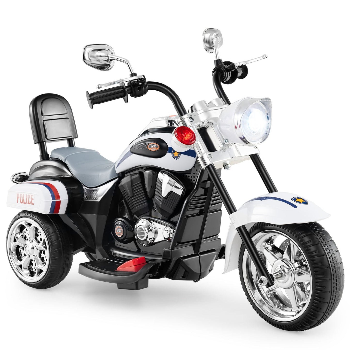 6V Kids Electric Police Motorcycle, Adjustable Lights & Sound