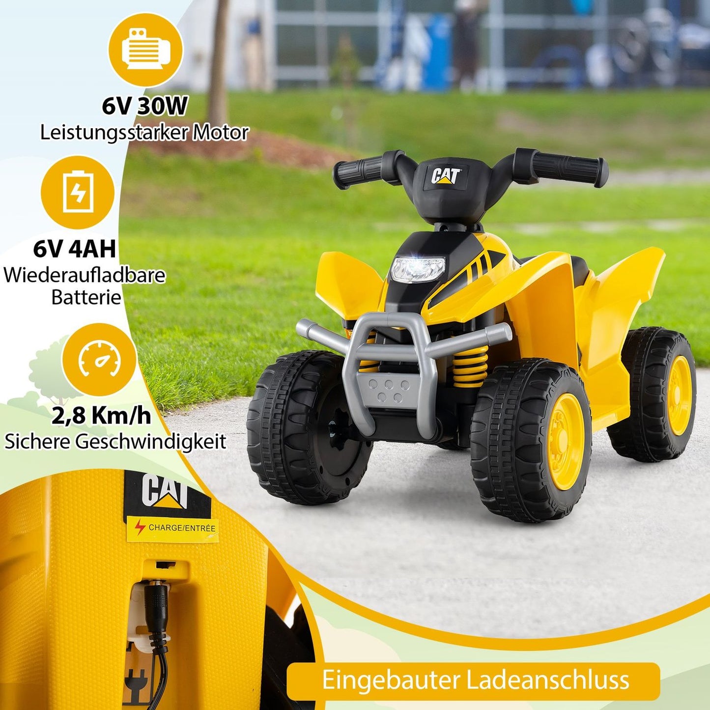 6V Kids Electric Quad with LED Headlights, 18–36 Months