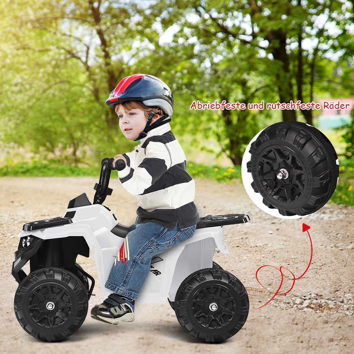 6V children's car with music MP3 USB for boys and girls 41 x 68.5 x 49.5 cm white