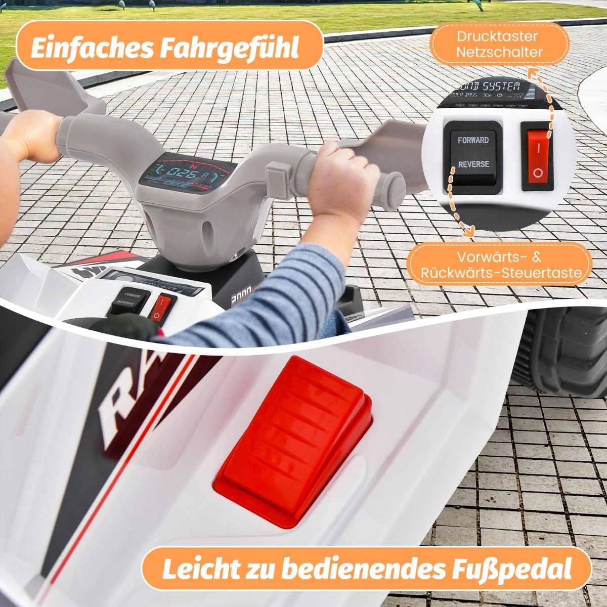 6V children's quad electric with forward/reverse switch children's quad mini electric quad white