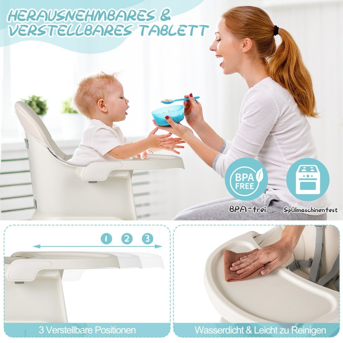 6-in-1 Convertible Baby High Chair with Safety Harness