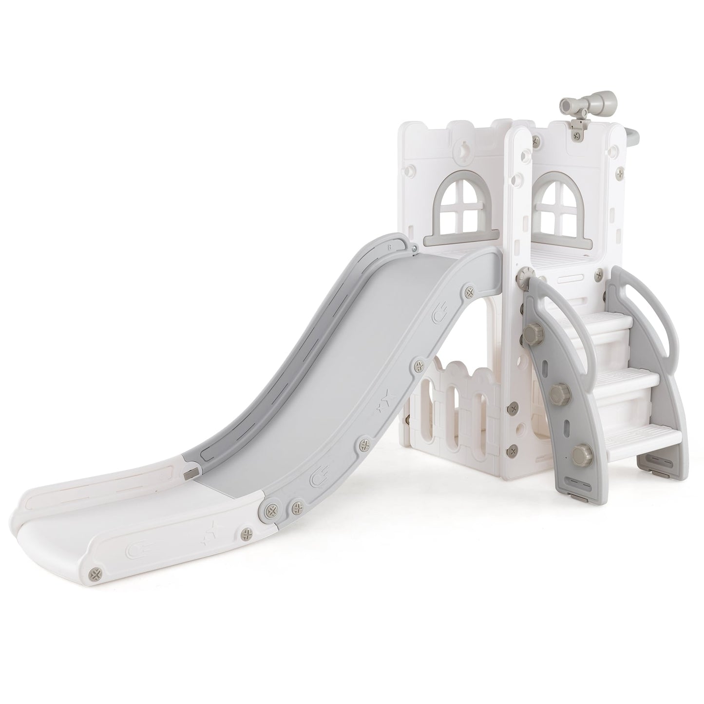 6-in-1 Toddler Slide Set with Basketball Hoop & Telescope
