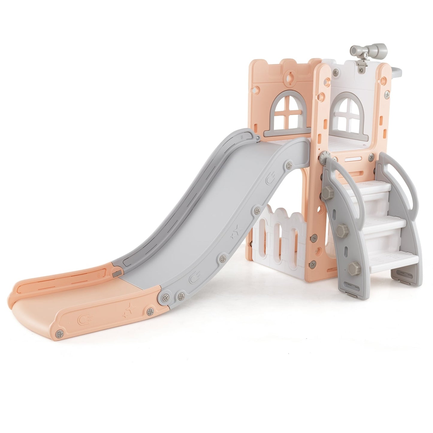 6-in-1 Toddler Slide Set with Basketball Hoop & Telescope