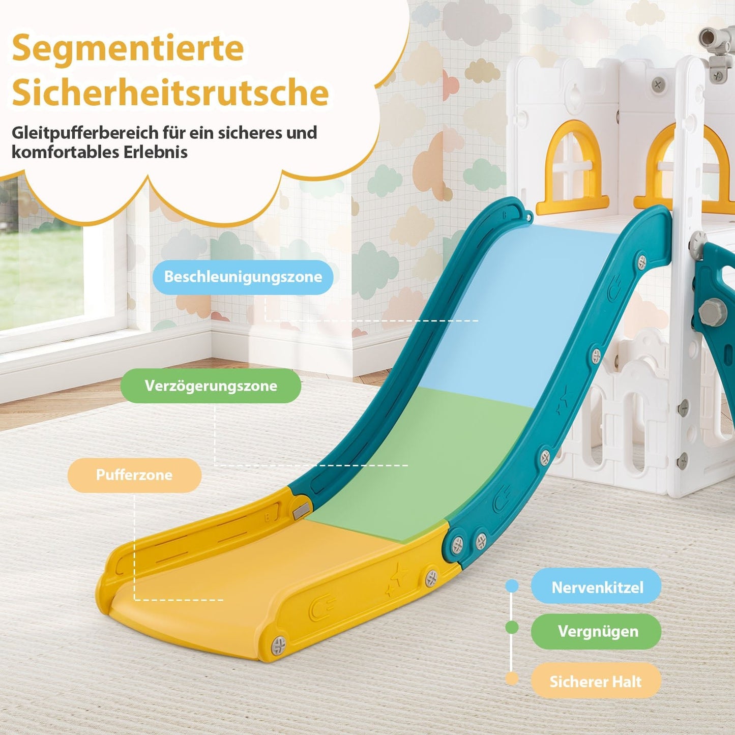 6-in-1 Toddler Slide with Basketball Hoop & Telescope
