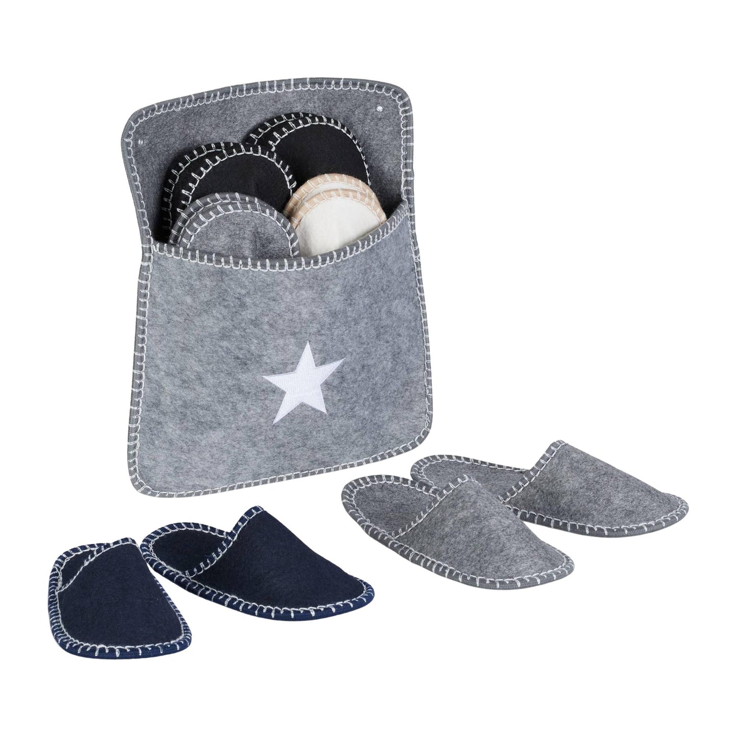 6 pairs of guest slippers in felt