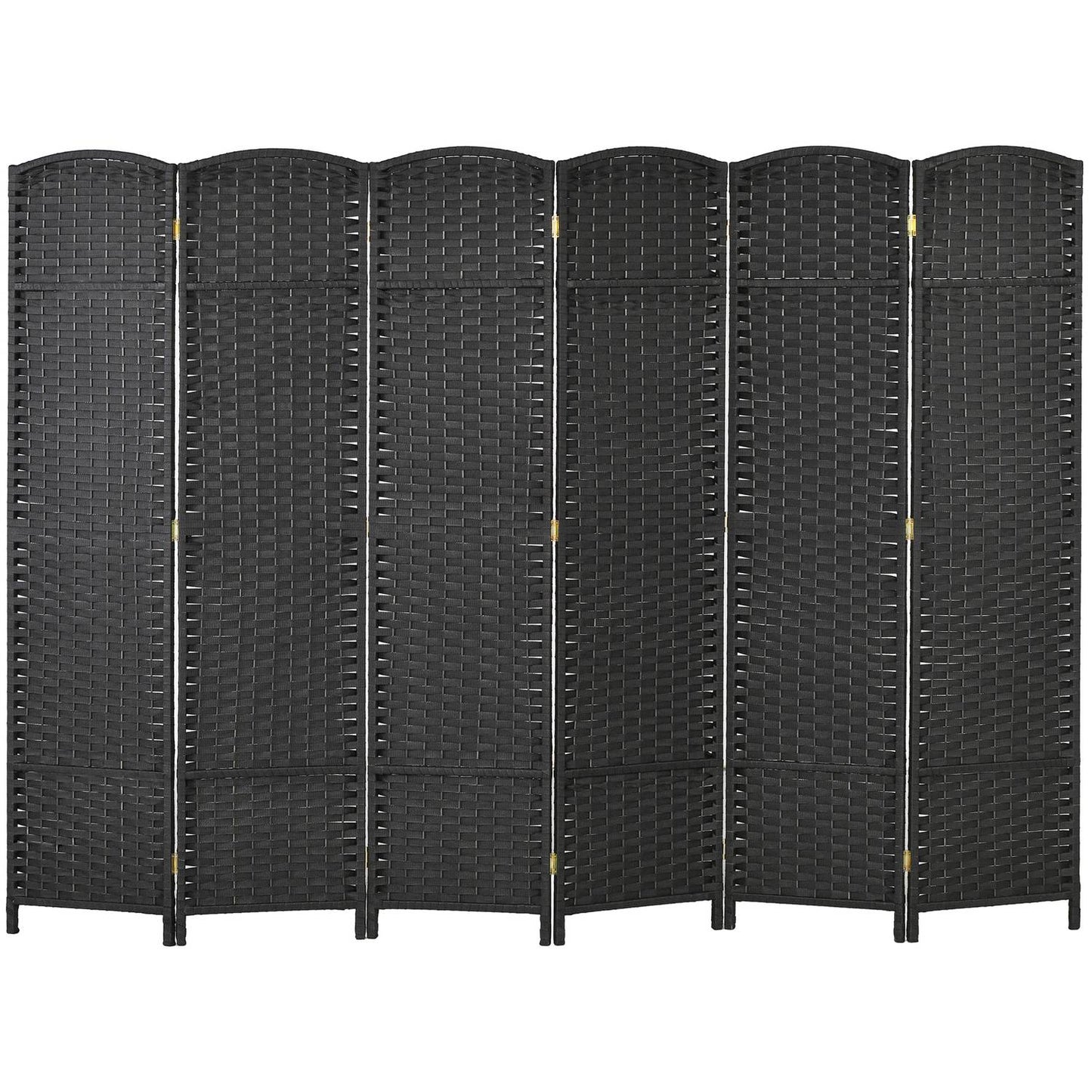 6-Panel Foldable Room Divider, Black Polypropylene