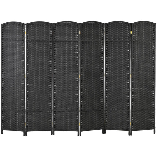 6-Panel Foldable Room Divider, Black Polypropylene