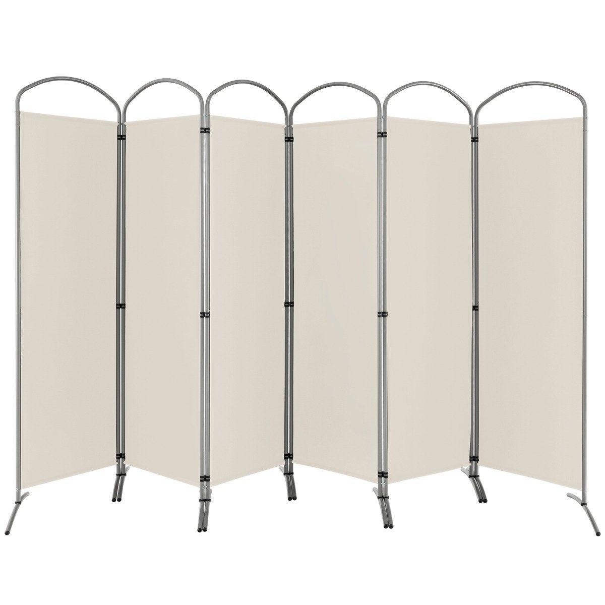 6-piece foldable privacy screen room divider fabric partition 331 x 51 x 188 cm beige