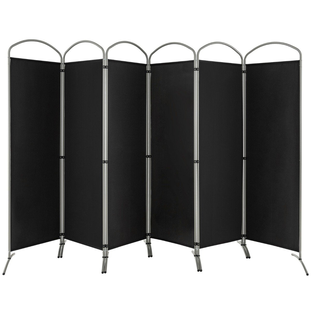 6-piece foldable privacy screen room divider fabric partition 331 x 51 x 188 cm black