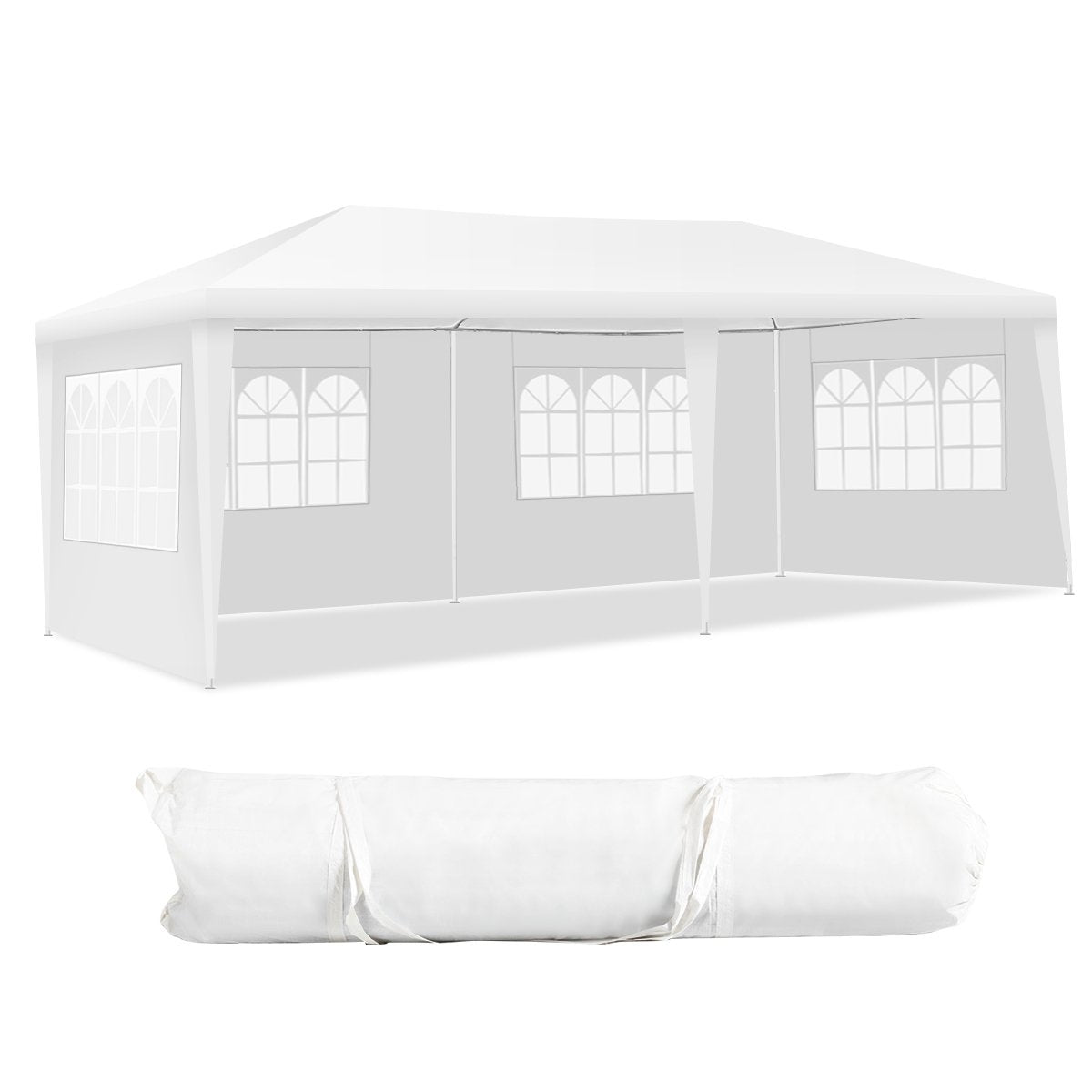 6 x 3m Outdoor Tent Portable Waterproof Tent with 4 Removable Side Panels White