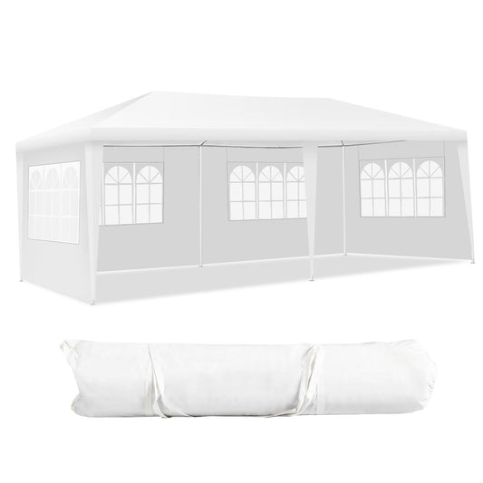 6 x 3m Outdoor Tent Portable Waterproof Tent with 4 Removable Side Panels White