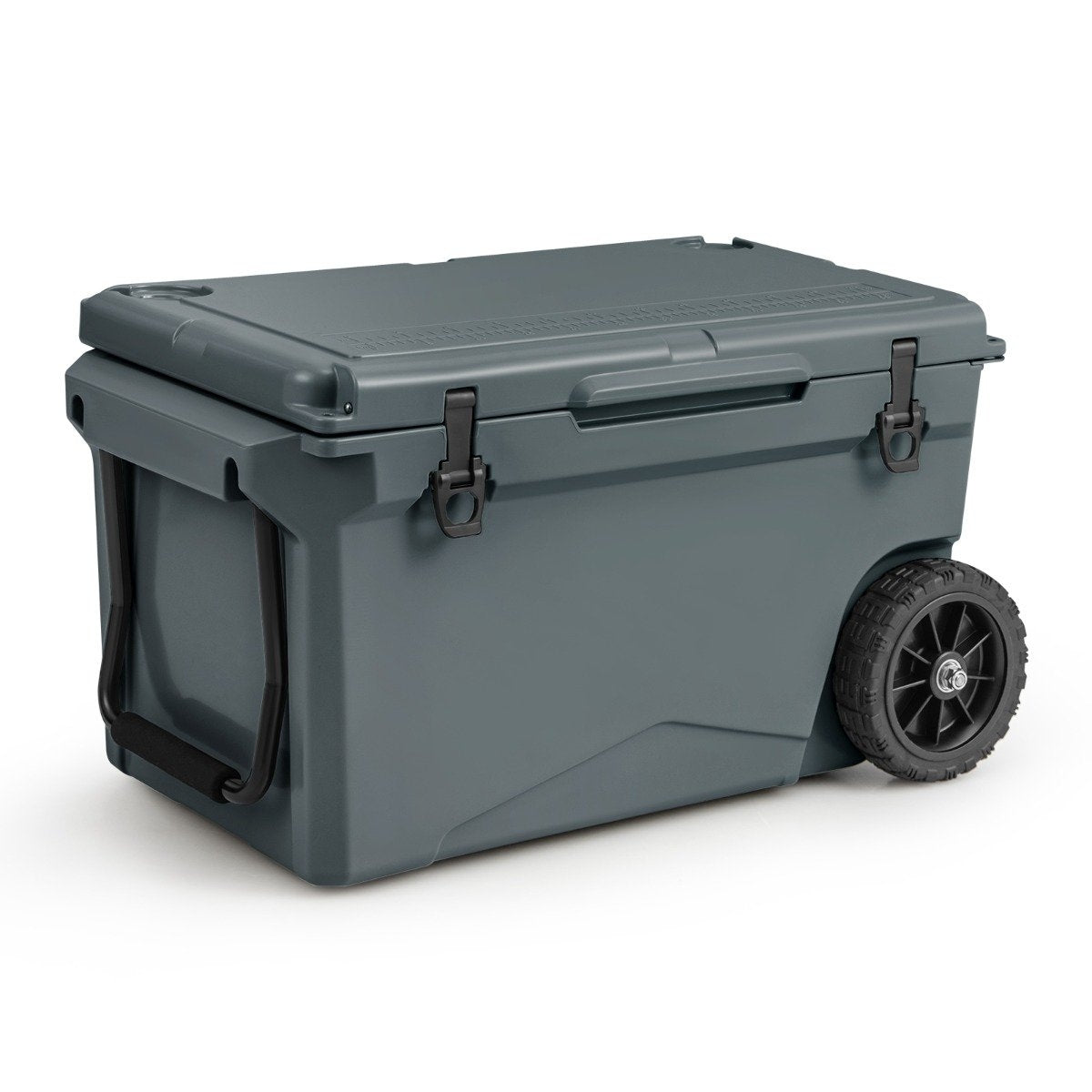 71L Insulated Box with Bottle Opener & Handle & Wheels Portable Cooler Heat Container Gray