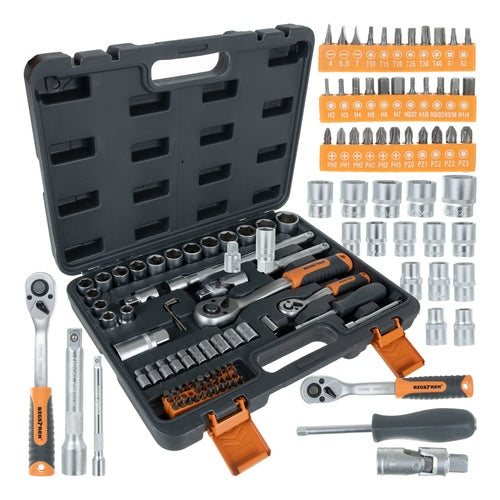 72-Piece Tool Set with 1/4" & 1/2" Socket Wrenches
