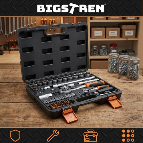 72-Piece Tool Set with 1/4" & 1/2" Socket Wrenches