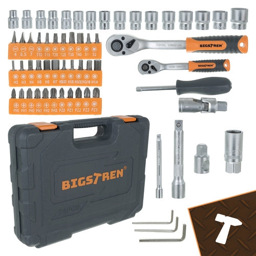 72-Piece Tool Set with 1/4" & 1/2" Socket Wrenches