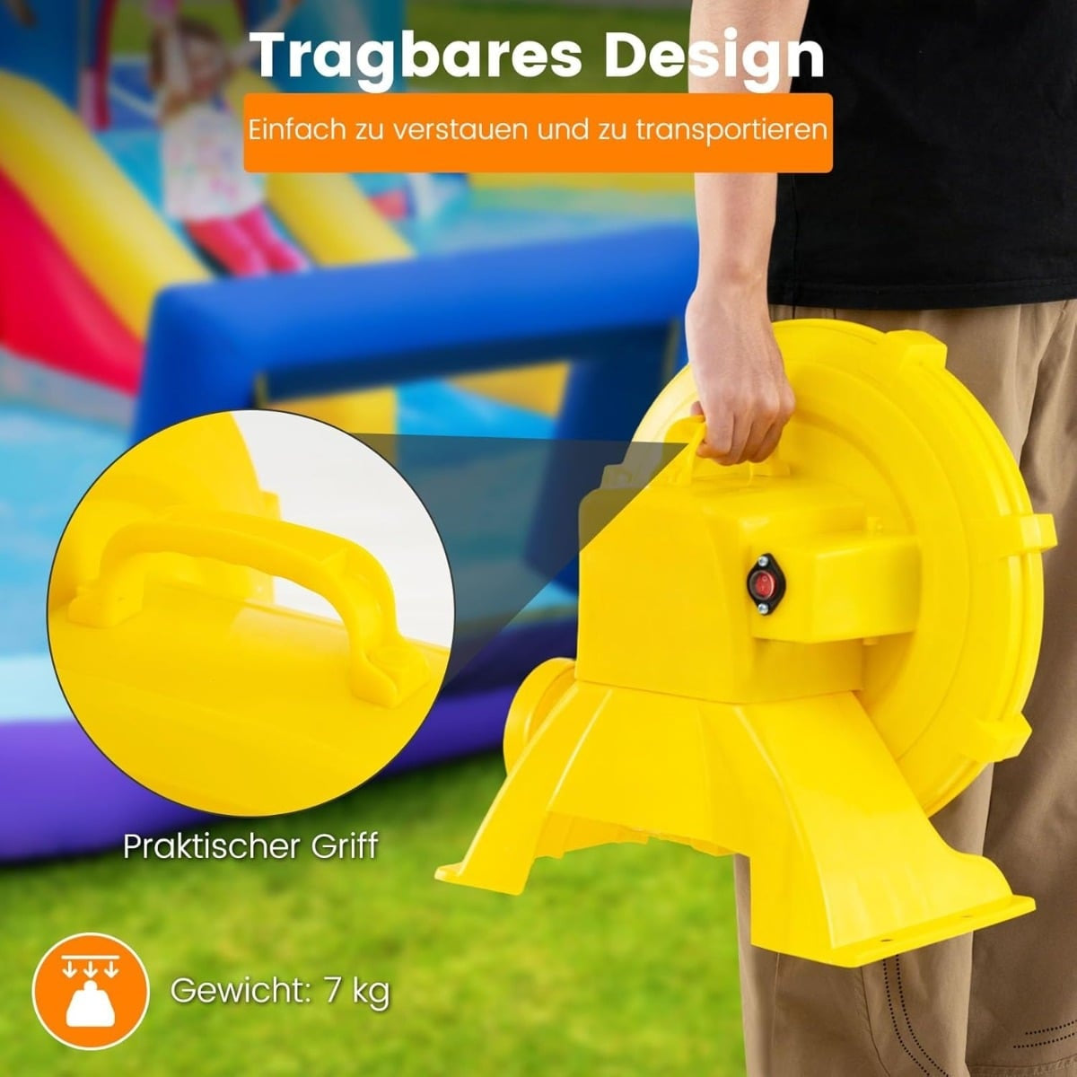 750W Inflatable Blower Fan with Handle & Stakes