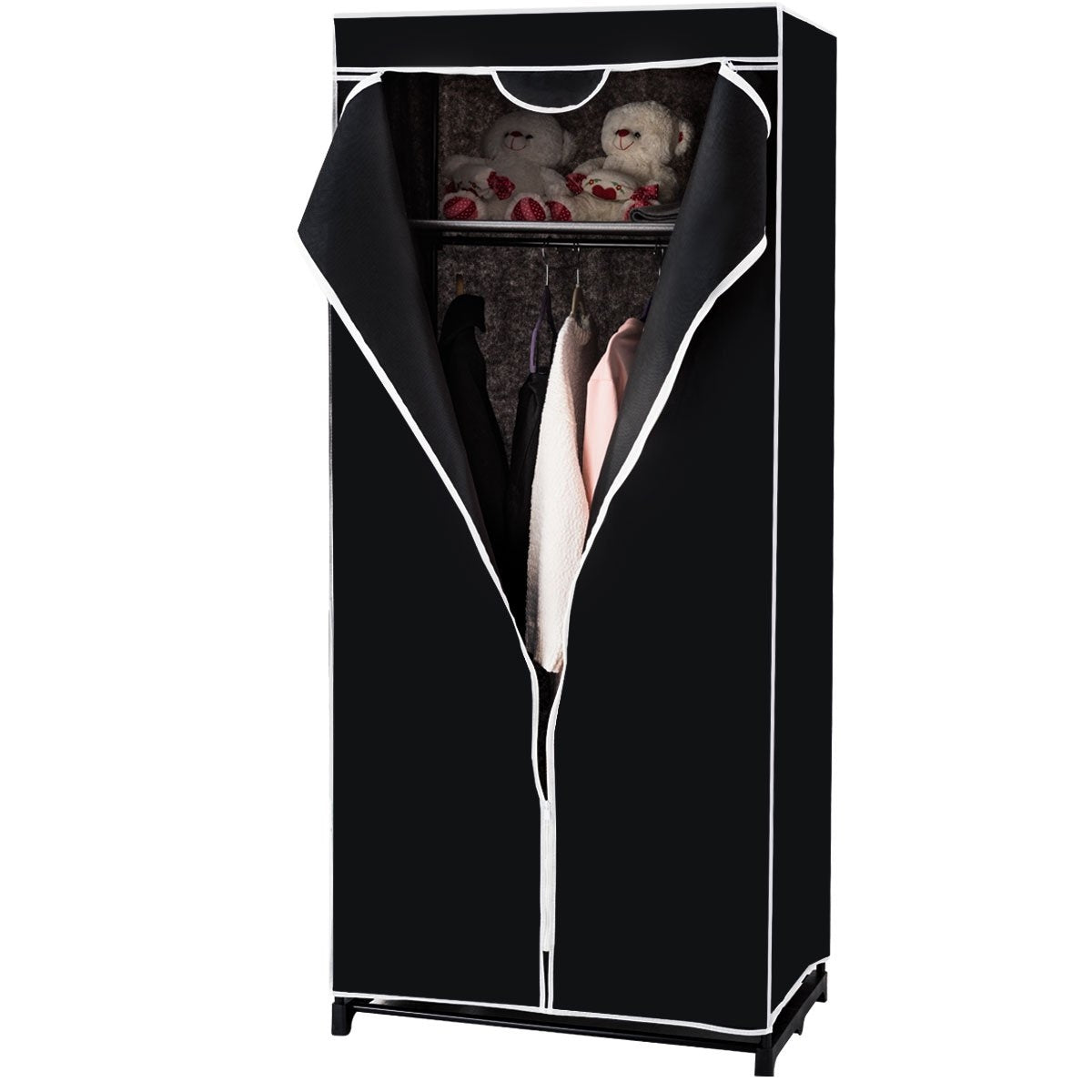 75 x 50 x 170 cm color choice wardrobe fabric cabinet with clothes rail-black