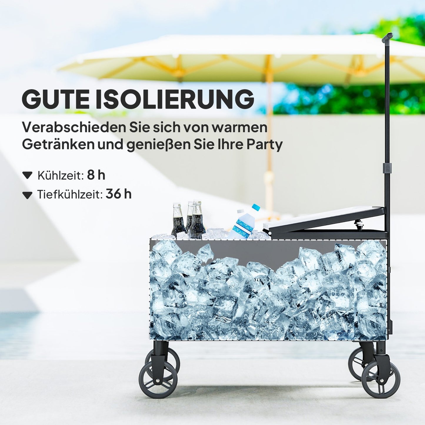 Patio Drinks trolley with wheels, 76L, White