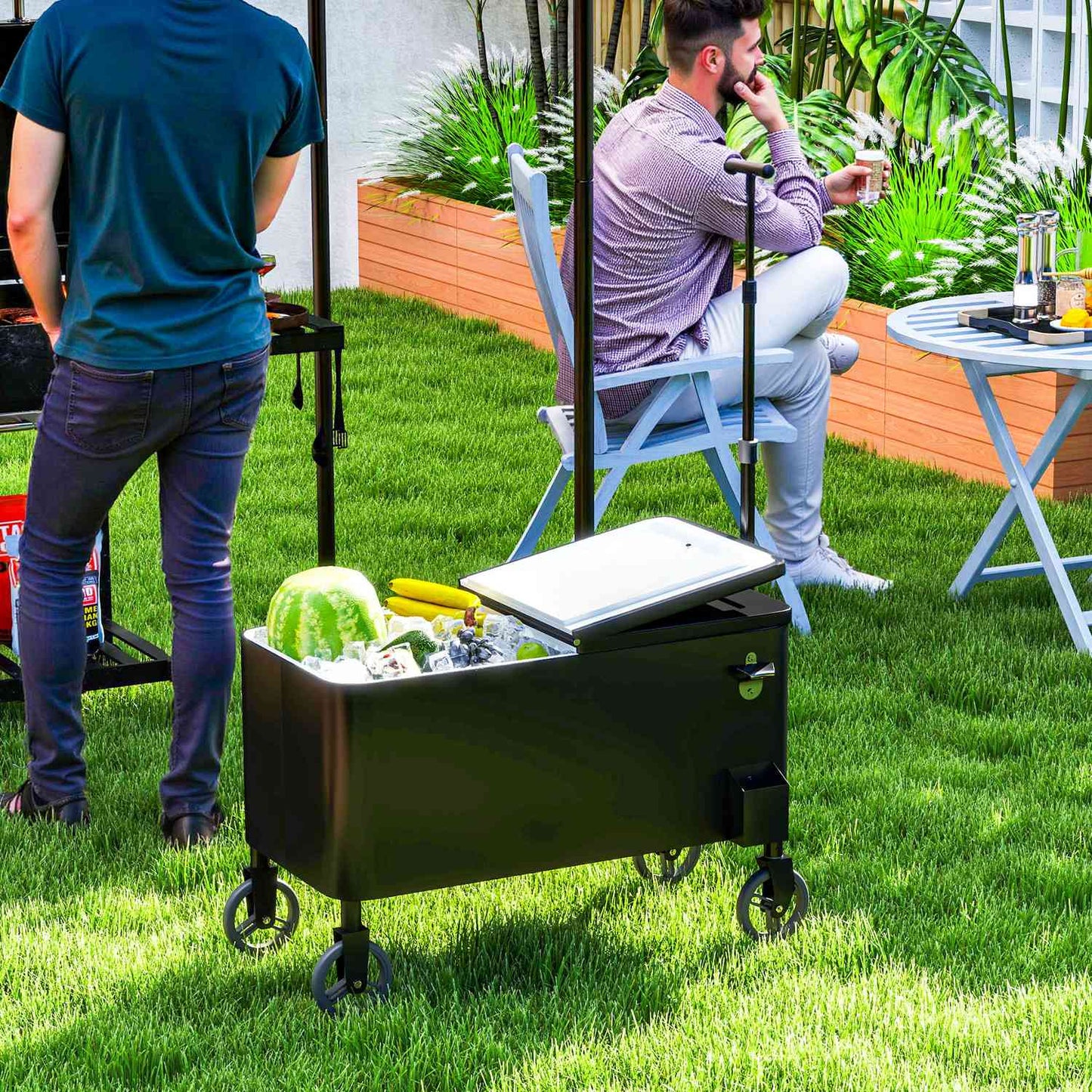 Patio Drinks trolley with wheels, 76L, White