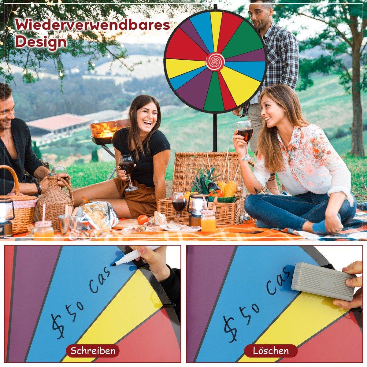76 cm long competition wheel, height-adjustable lottery wheel with stand, writable wheel of fortune