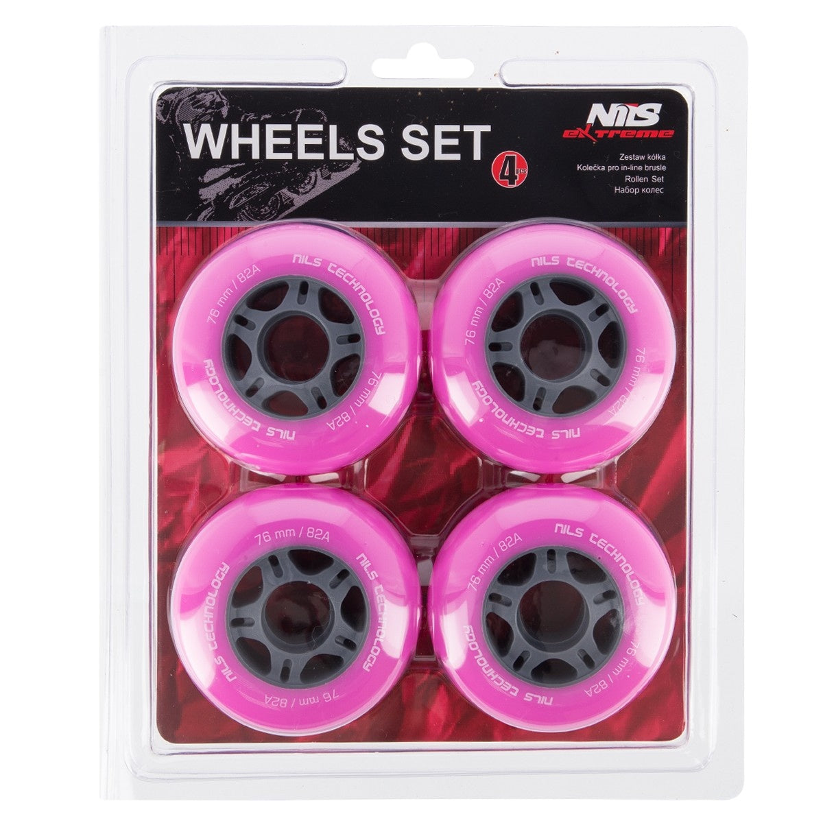 76x24 82A Pink Skateboard Wheels, Set of 4