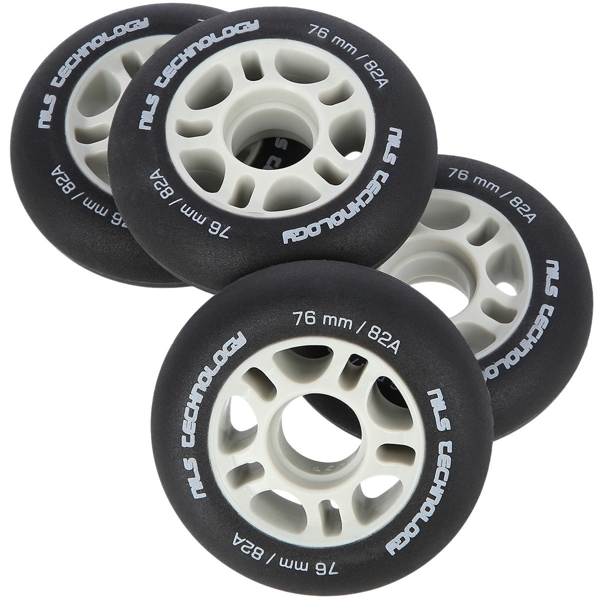 76x24 Black PU Wheels, 82A Hardness, Set of 4