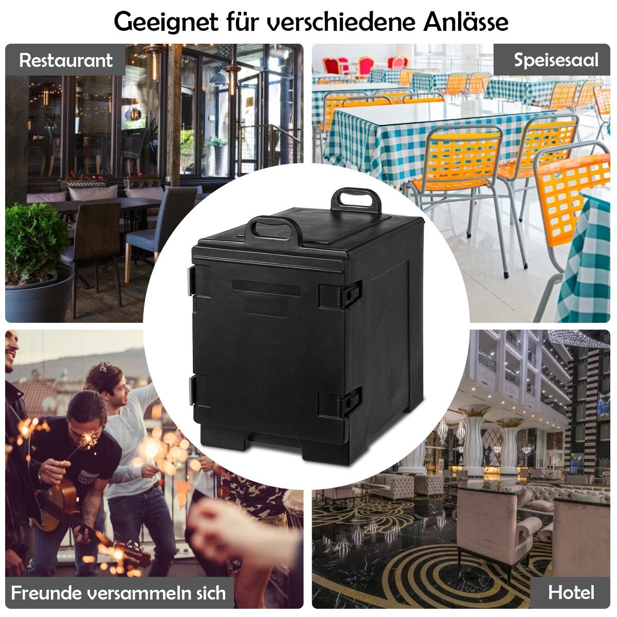 77L insulated box 5 pans food carrier cool box food warming container food carrier 61.5 x 41.5 x 63 cm black
