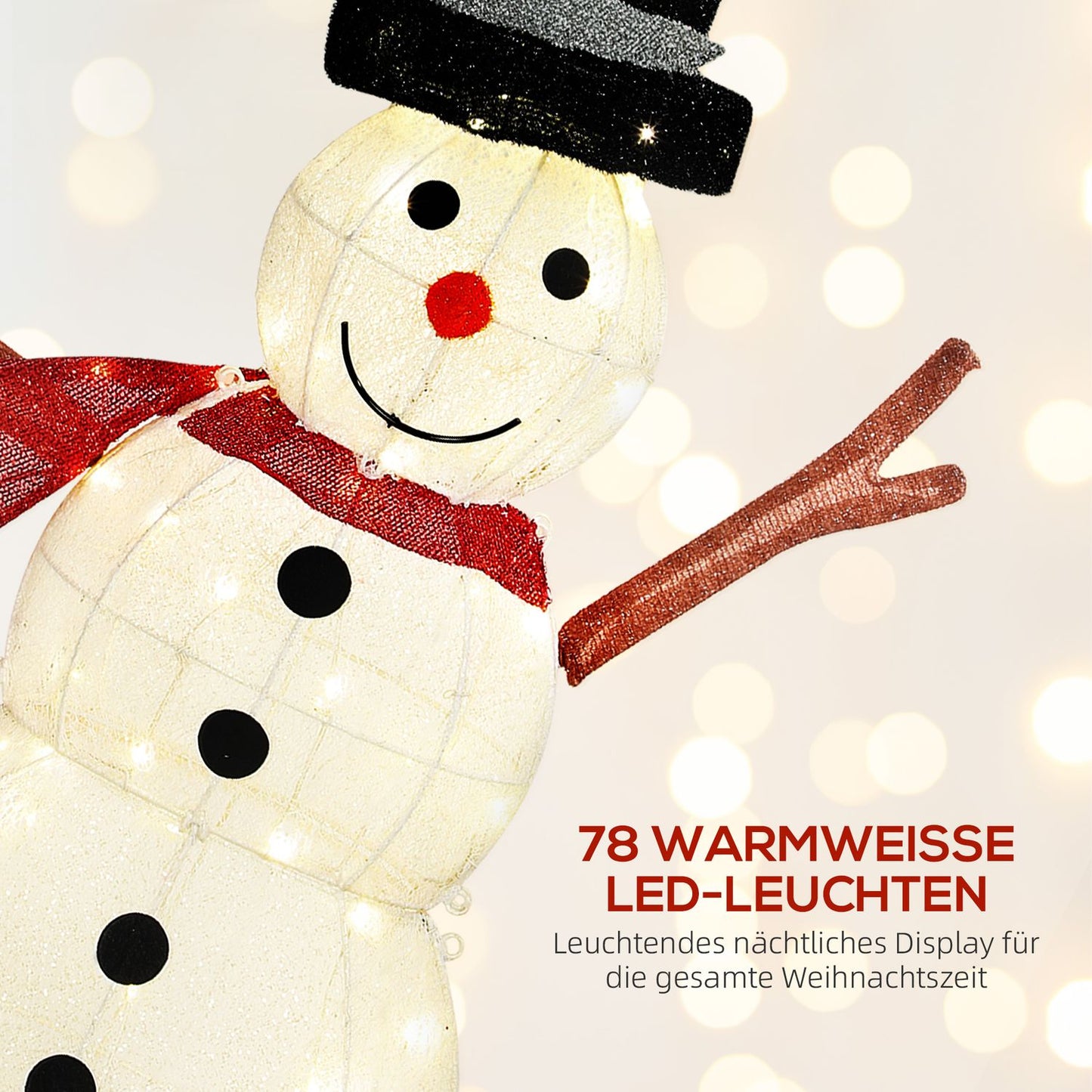 78 LED Snowman Christmas Decoration, Warm White, Indoor/Outdoor