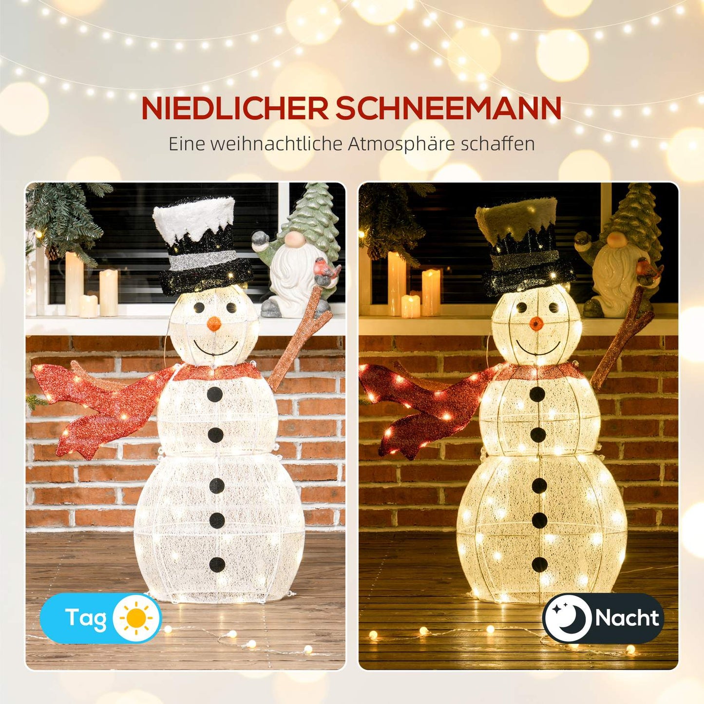 78 LED Snowman Christmas Decoration, Warm White, Indoor/Outdoor