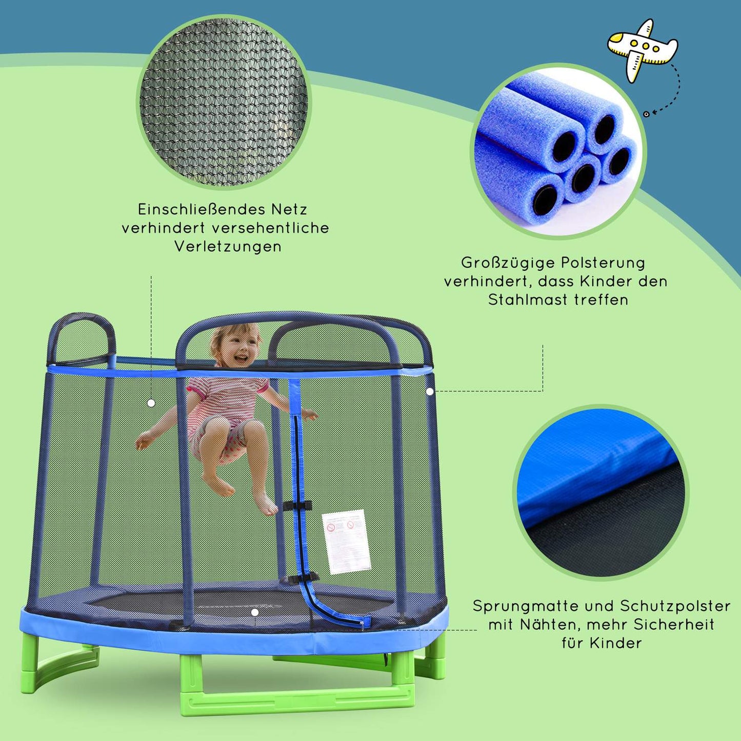 Children's 7ft Trampoline with Safety Net - Indoor/Outdoor Use