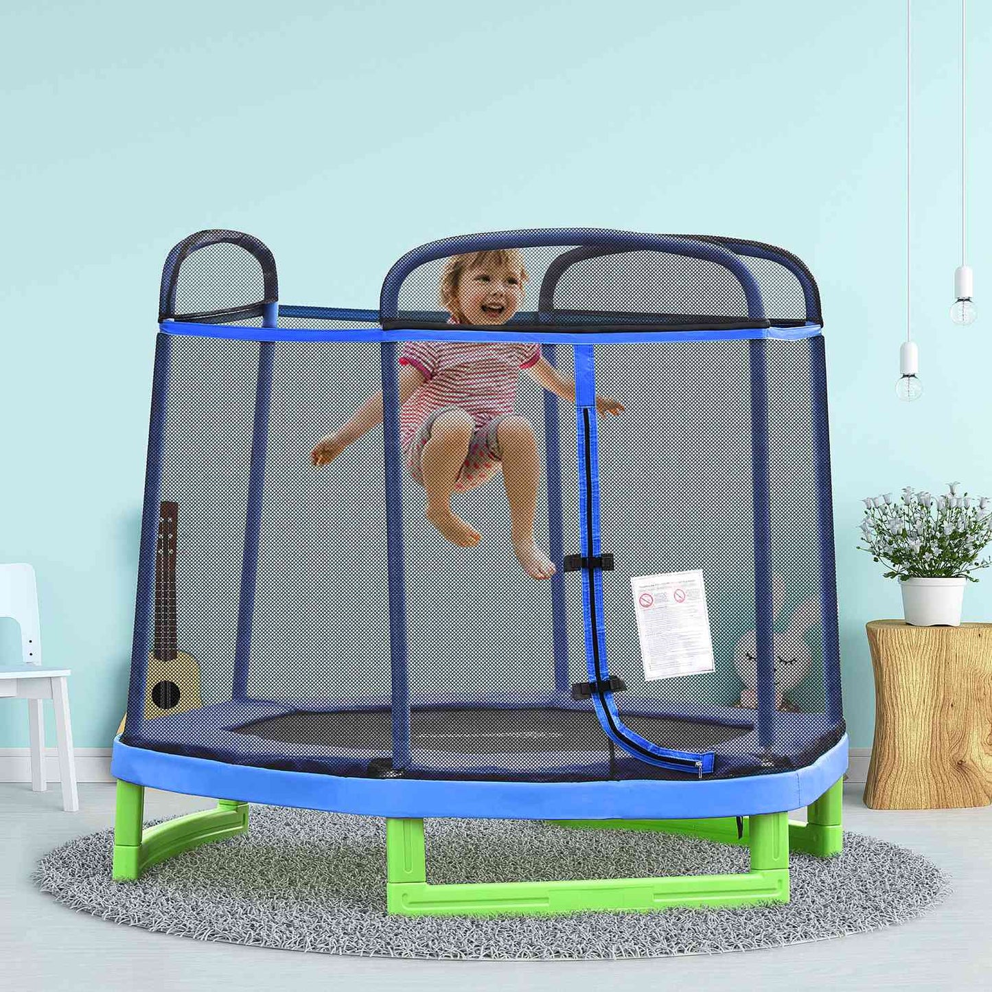 Children's 7ft Trampoline with Safety Net - Indoor/Outdoor Use