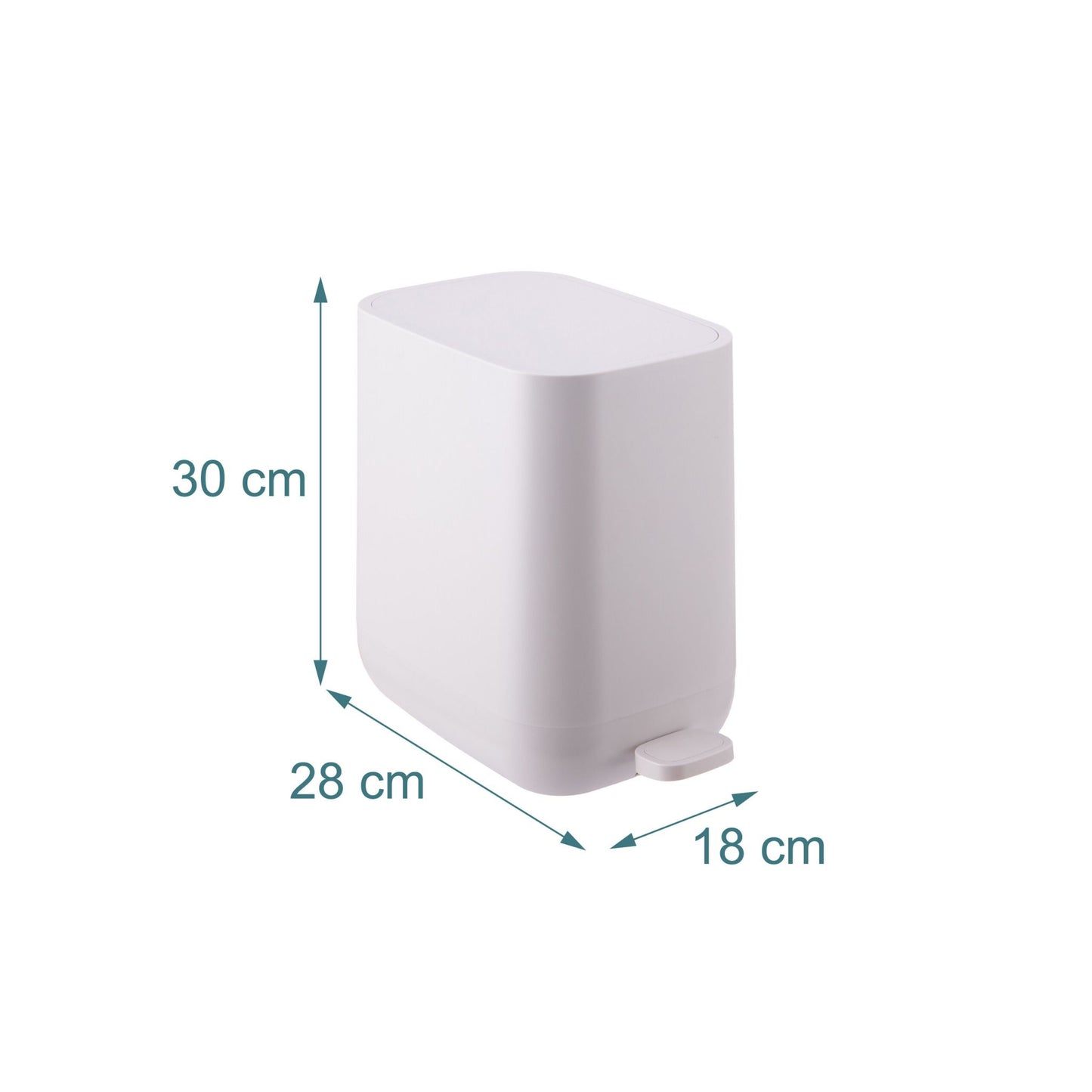 7L Square Pedal Bin, Plastic, Soft-Close Lid