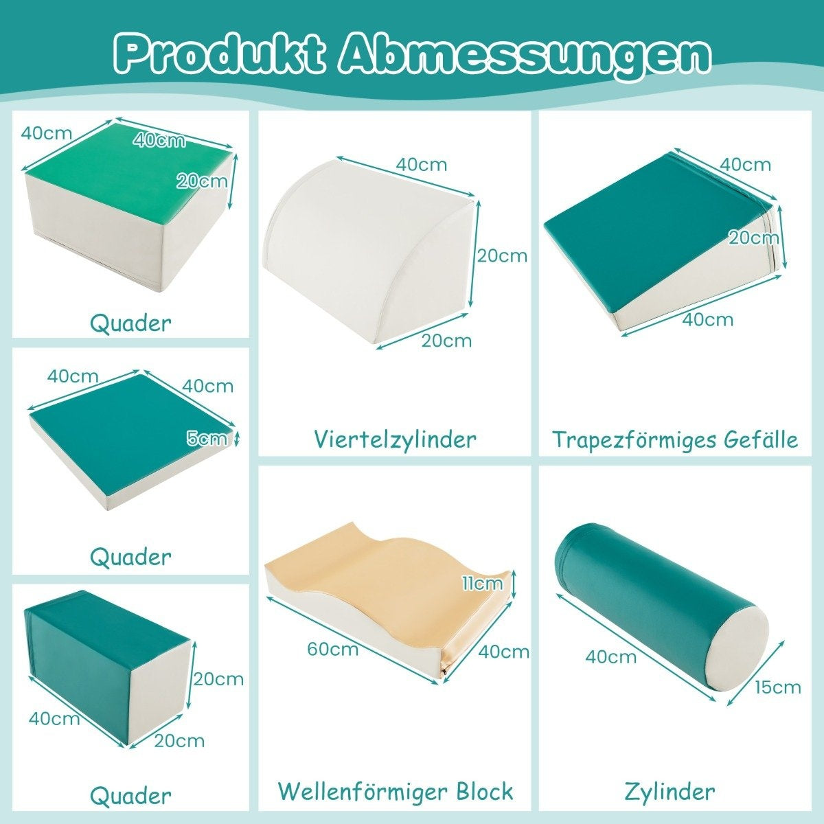 7 PCS. Foam building blocks for running around and climbing Giant building blocks made of foam Soft building blocks green