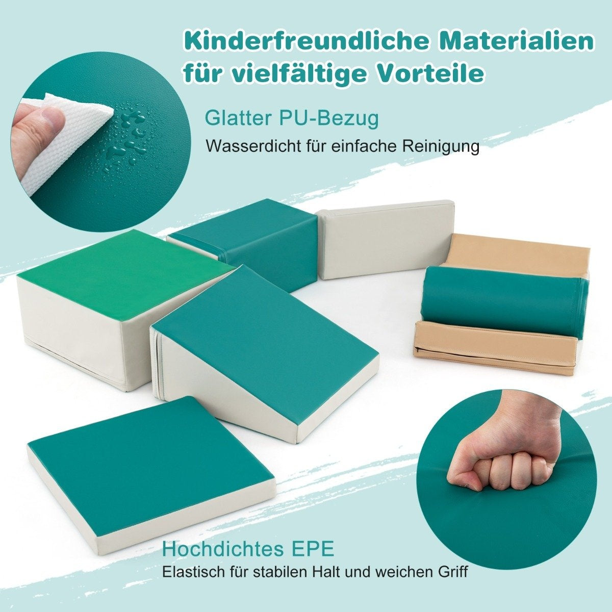 7 PCS. Foam building blocks for running around and climbing Giant building blocks made of foam Soft building blocks green