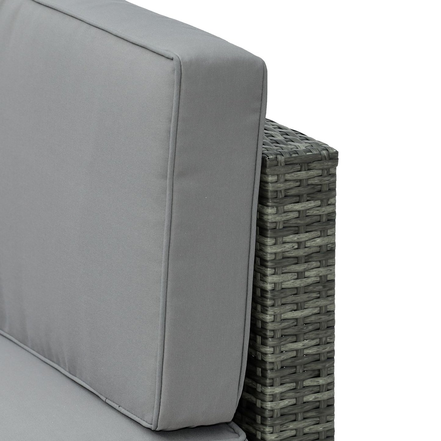 Garden furniture in polyrattan with footstool, gray