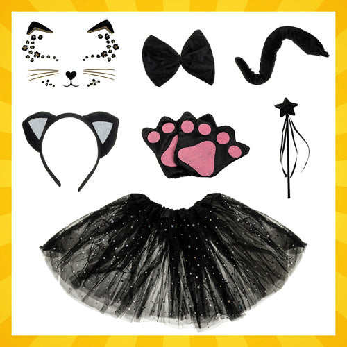 7-Piece Black Cat Costume for Kids, Ages 3-10