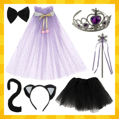 7-Piece Black Cat Costume for Kids, Ages 3-10