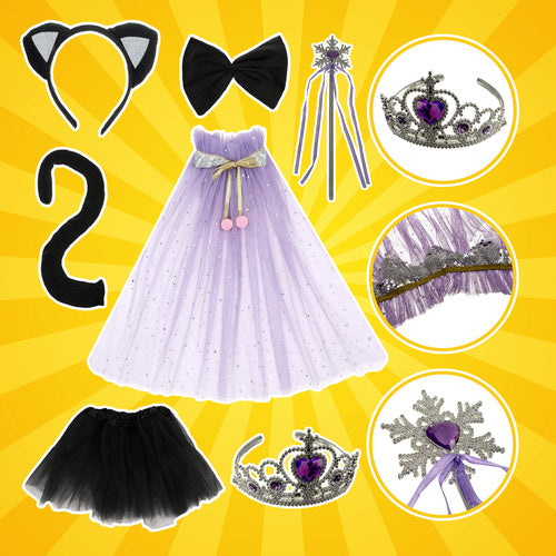 7-Piece Black Cat Costume for Kids, Ages 3-10