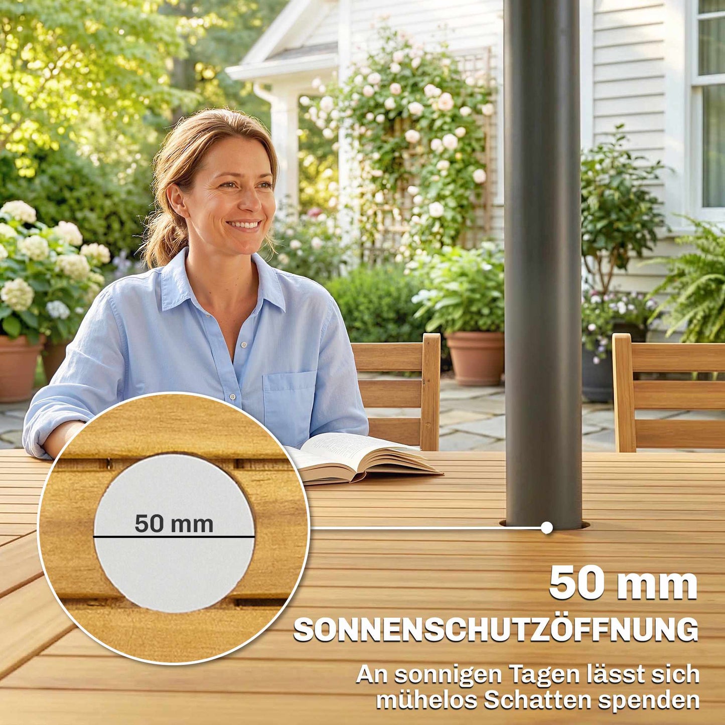 7-Piece Folding Outdoor Dining Set, FSC Acacia Wood