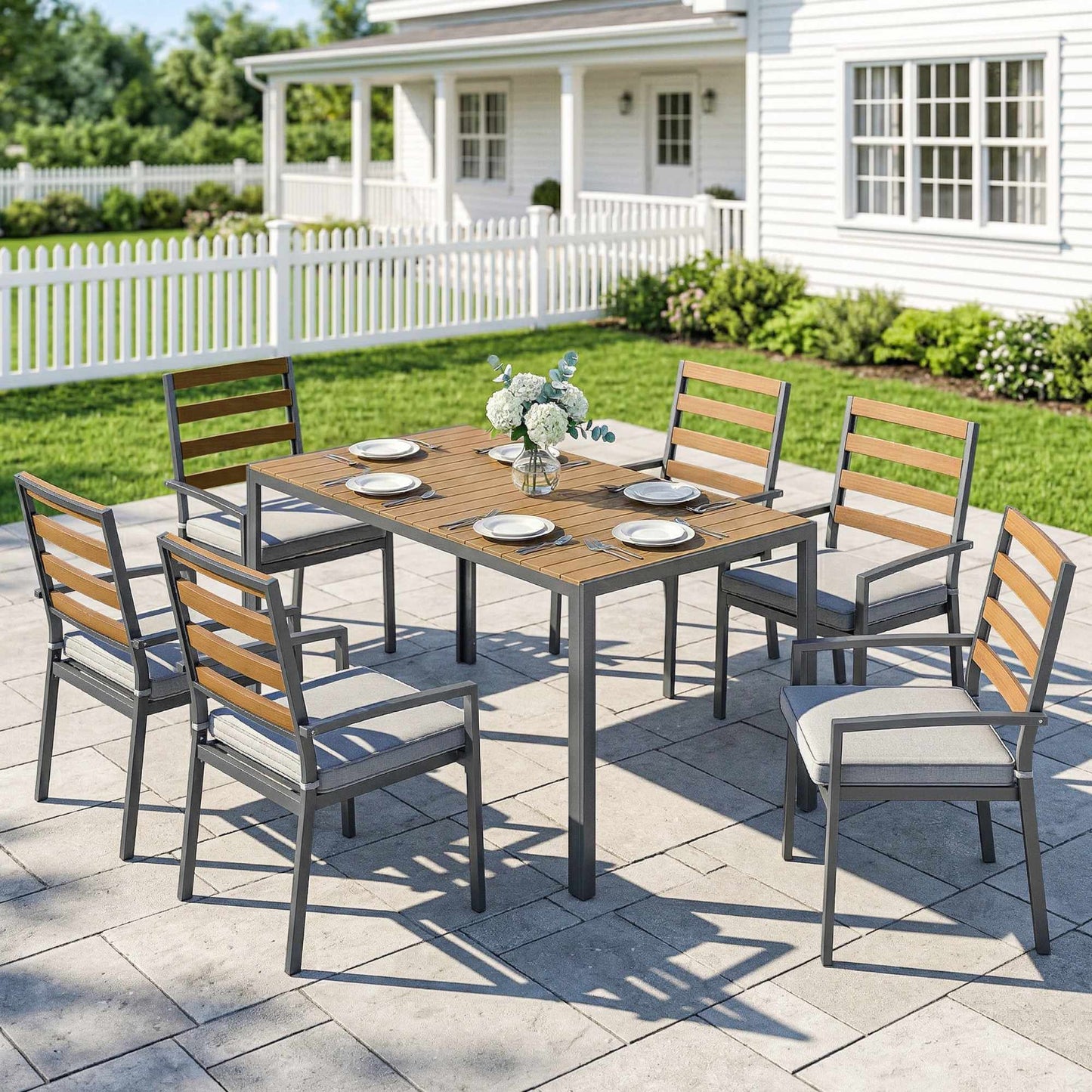 7-Piece Outdoor Dining Set with Table and Chairs