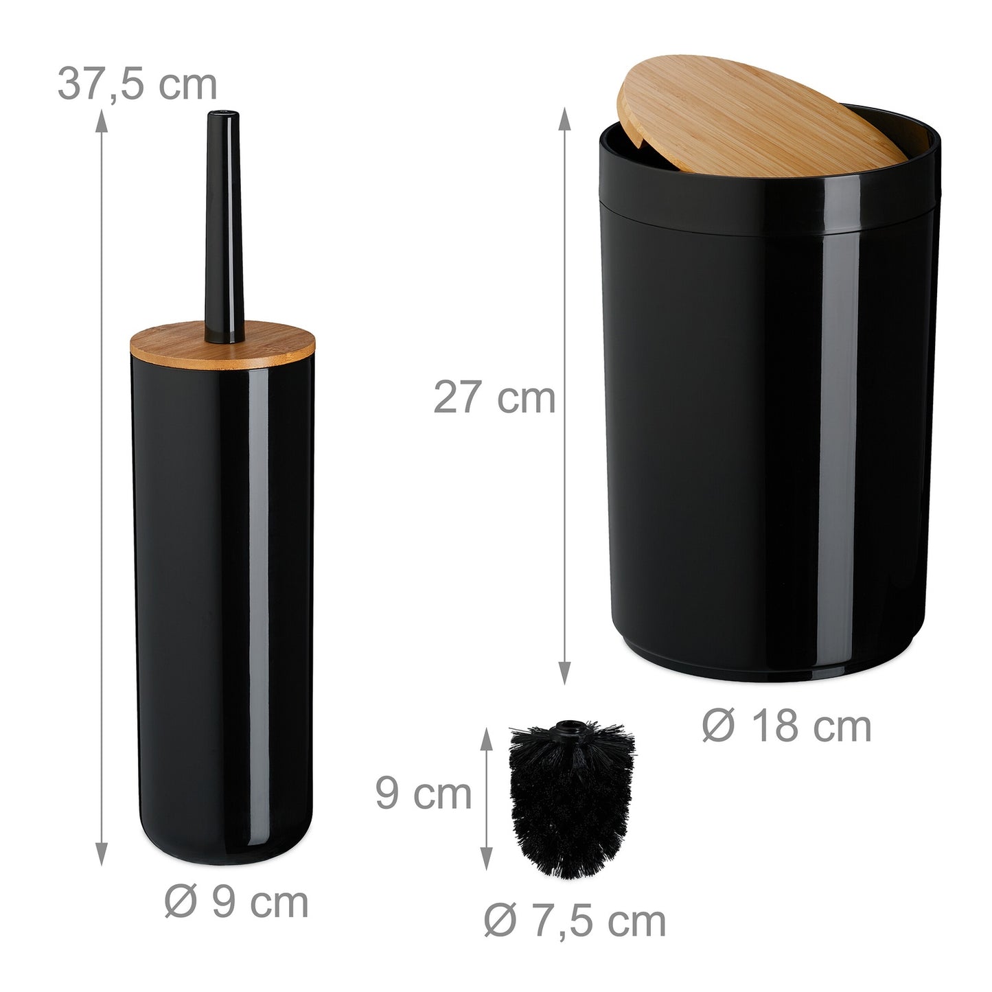 7-Piece Plastic & Bamboo Bathroom Accessories Set