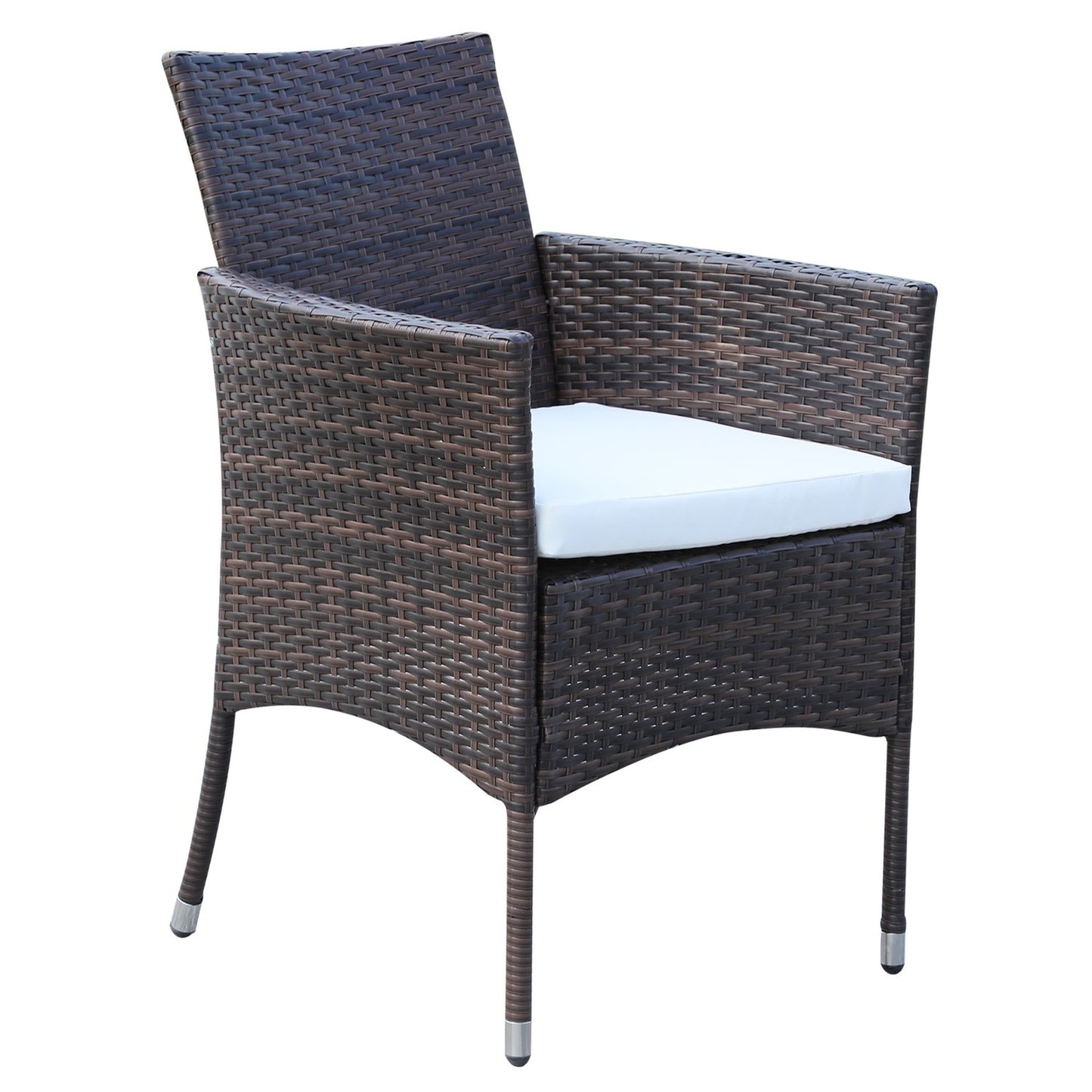 7-piece brown poly rattan garden dining set with cushions
