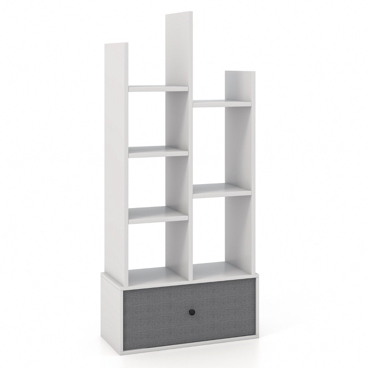 7-Tier Open Bookshelf with Drawer, 53x24x118 cm, White