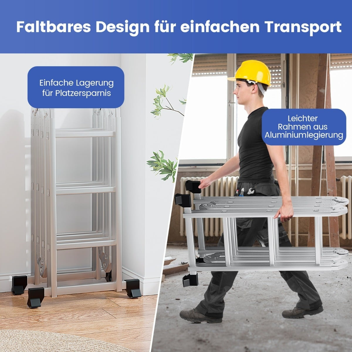 7-in-1 Aluminum Multi-Purpose Ladder, 150kg Capacity