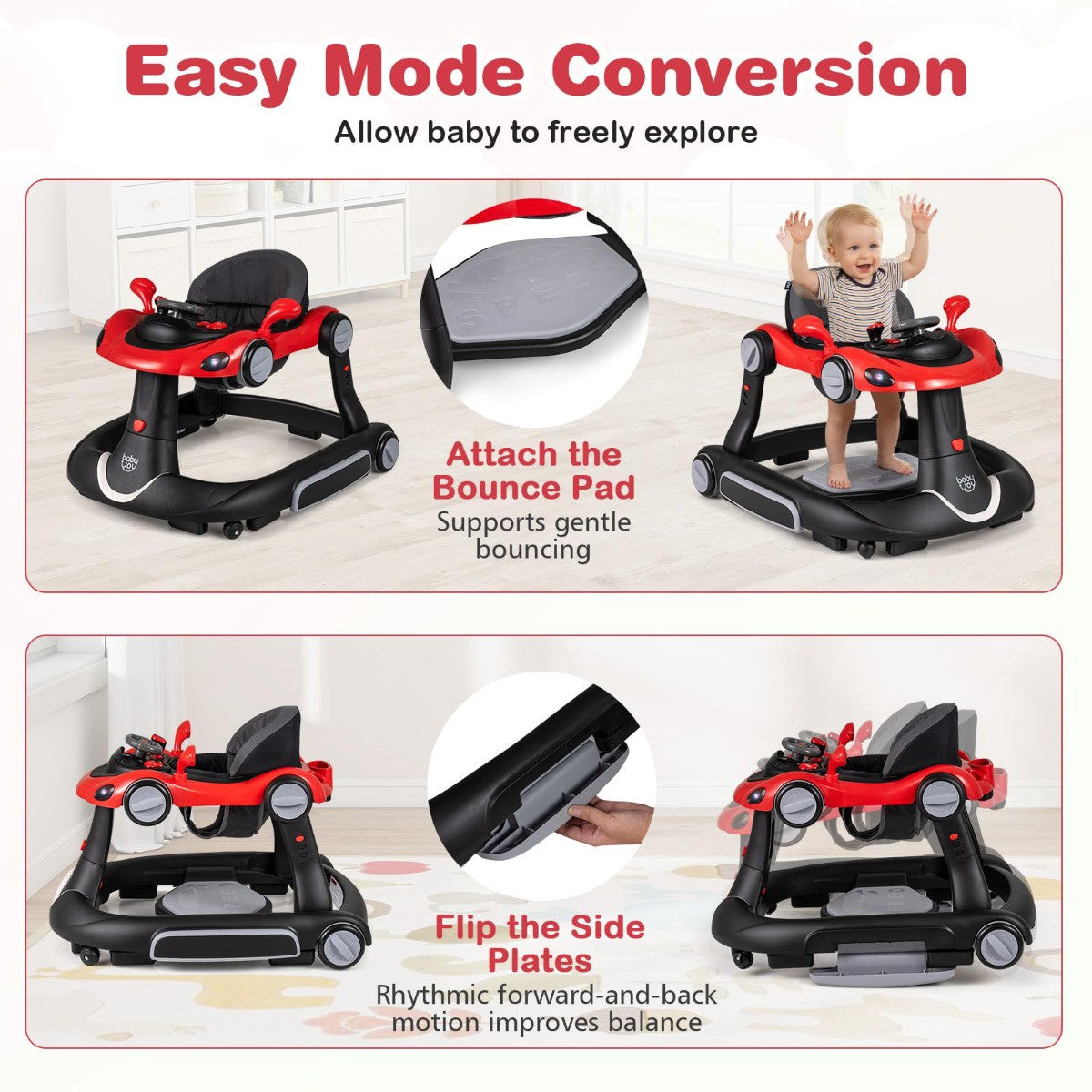 7-in-1 Baby Walker with Adjustable Height & Speed