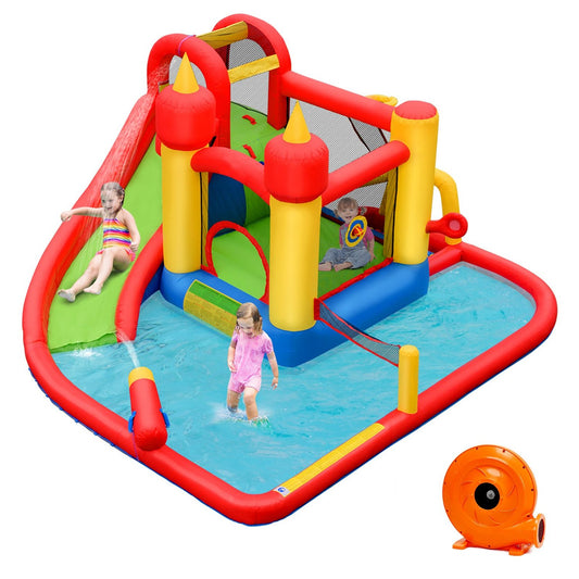 7 in 1 Bouncy Castle with 740W Blower Inflatable Water Slide Outdoor 410 x 385 x 220 cm
