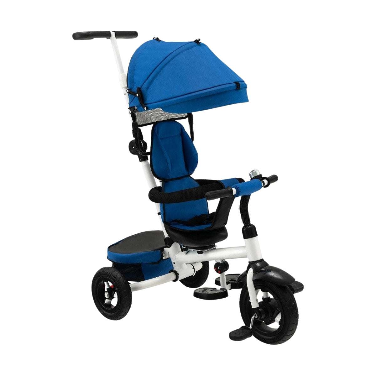 7 in 1 children's tricycle with reversible seat & adjustable canopy & push handle balance bike blue