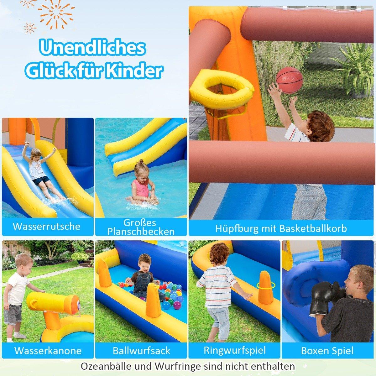 7-in-1 water slide park inflatable bouncy house with splash pool 578 x 408 x 250 cm