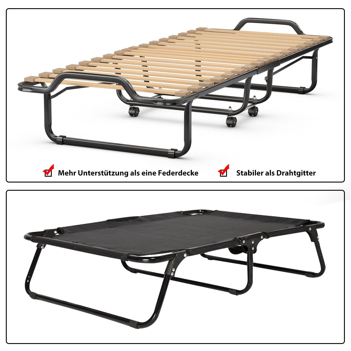 80 x 200 cm folding guest bed folding folding bed with mattress made of memory foam beige made in Italy Origin: Italy