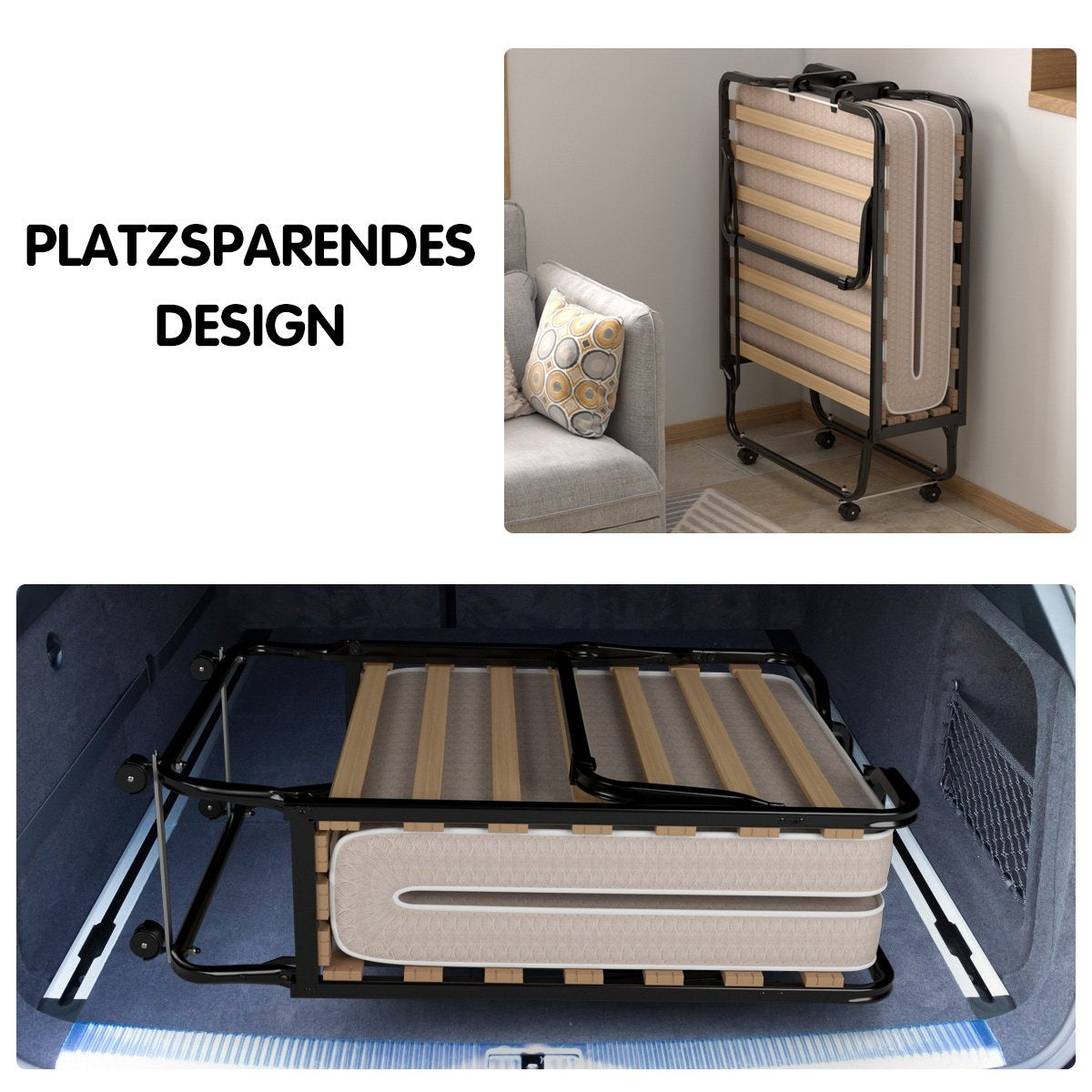80 x 200 cm folding guest bed folding folding bed with mattress made of memory foam beige made in Italy Origin: Italy